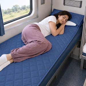 Travel Comfort Mat - Soft, Cushioned & Hygienic Personal Layer for Train, Bus & Travel with Hidden Pocket
