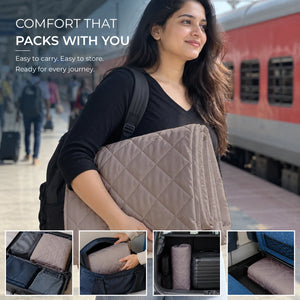 Travel Comfort Mat - Soft, Cushioned & Hygienic Personal Layer for Train, Bus & Travel with Hidden Pocket