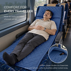 Travel Comfort Mat - Soft, Cushioned & Hygienic Personal Layer for Train, Bus & Travel with Hidden Pocket