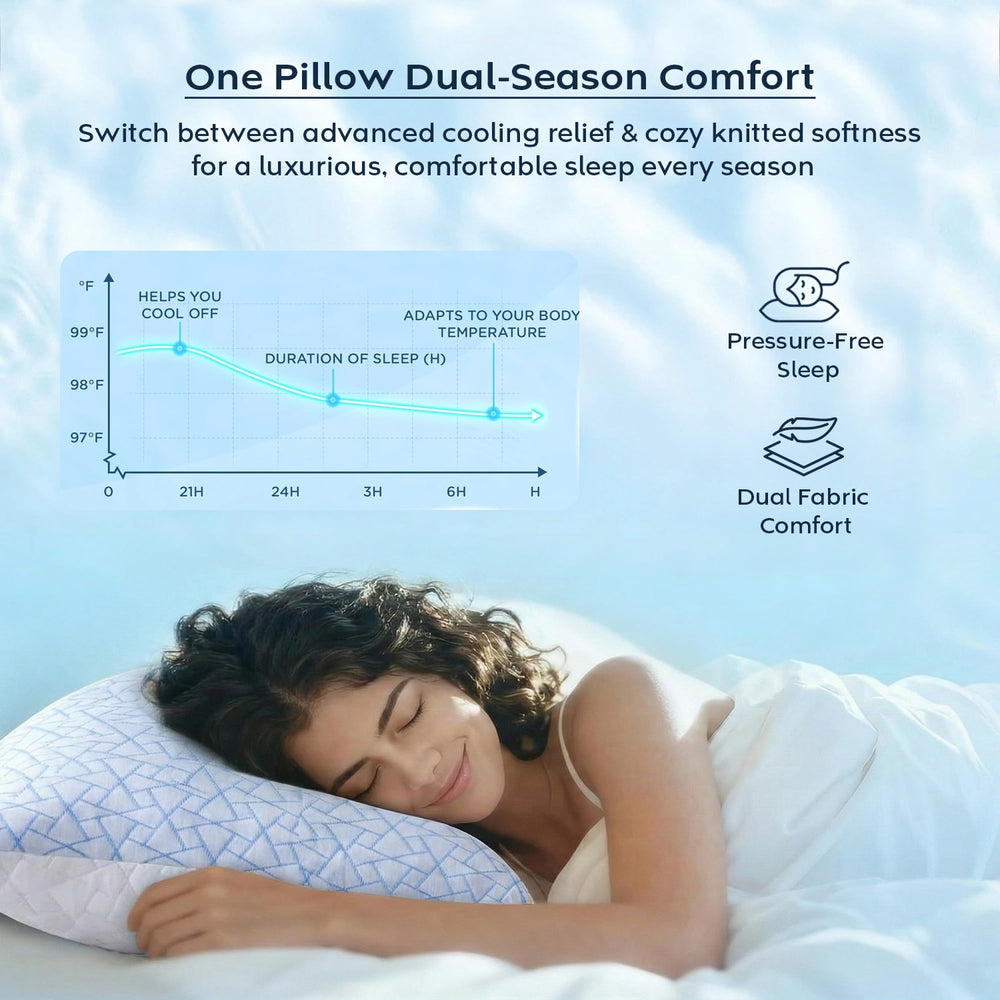 Dual-Season Pillow — Cooling & Cozy Comfort