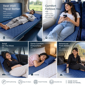 Travel Comfort Mat - Soft, Cushioned & Hygienic Personal Layer for Train, Bus & Travel with Hidden Pocket