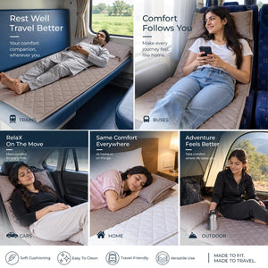 Travel Comfort Mat - Soft, Cushioned & Hygienic Personal Layer for Train, Bus & Travel with Hidden Pocket